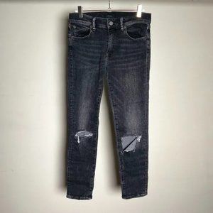 Polo Ralph Lauren Black Distressed Tompkins Denim Ripped Straight Leg Jeans